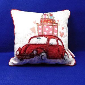 Bella Lux Beaded Love Bug Pink Red Romance Pillow 12"